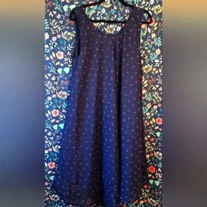 Ana & Rose Navy print Beach Hippie Boho Dress one size fits, Flowy sheer EUC